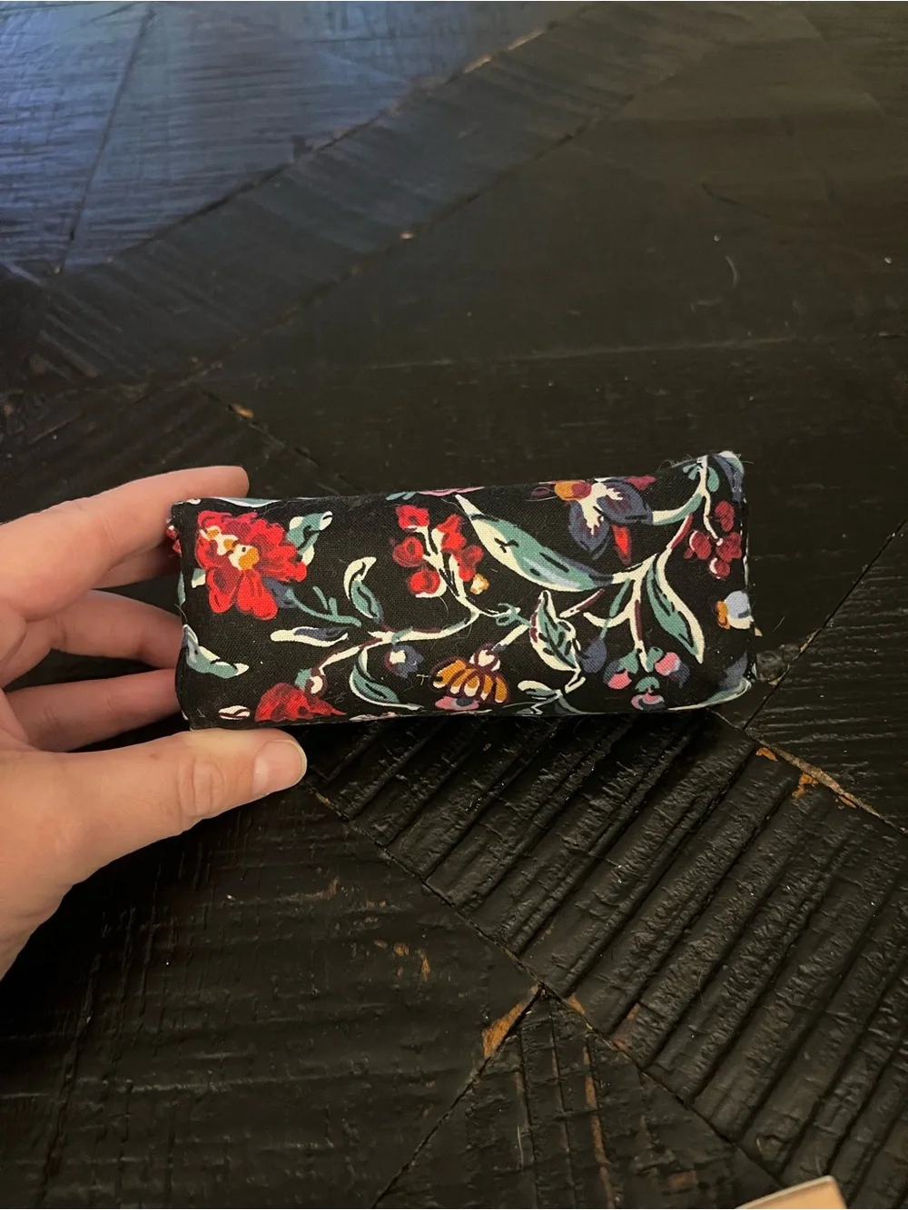 Vera Bradley Kiss Me Twice Lipstick case in the Perennials Noir floral pattern